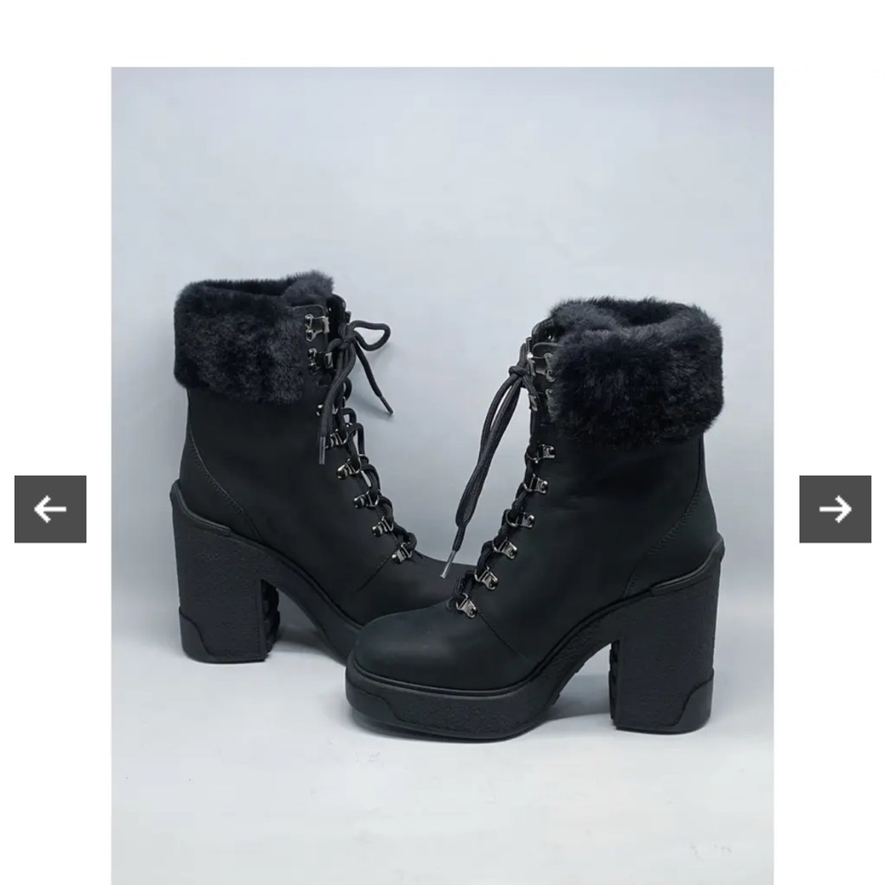 Montclair  Black Fur-Lined Lace-Up Boots - Picture 3 of 17